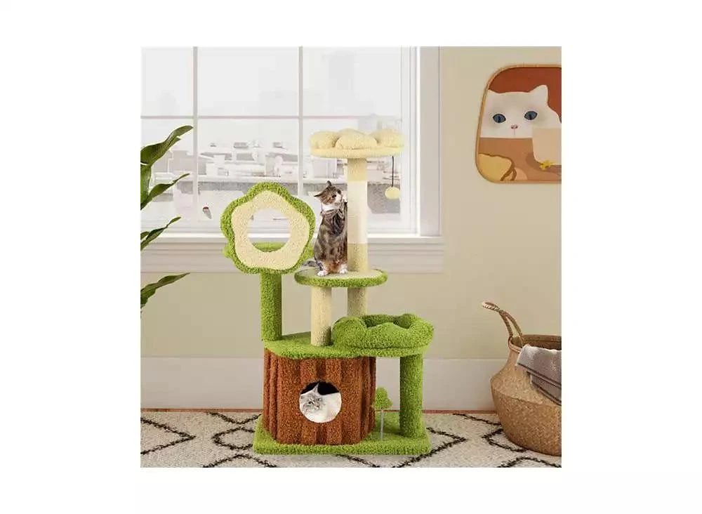 AOSTIRMOTOR Machine-Washable Cat Tree with Jungle Theme, 40-Inch Featuring Removable Peach Skin Cover, Sisal Scratching Post 
Interactive Toys