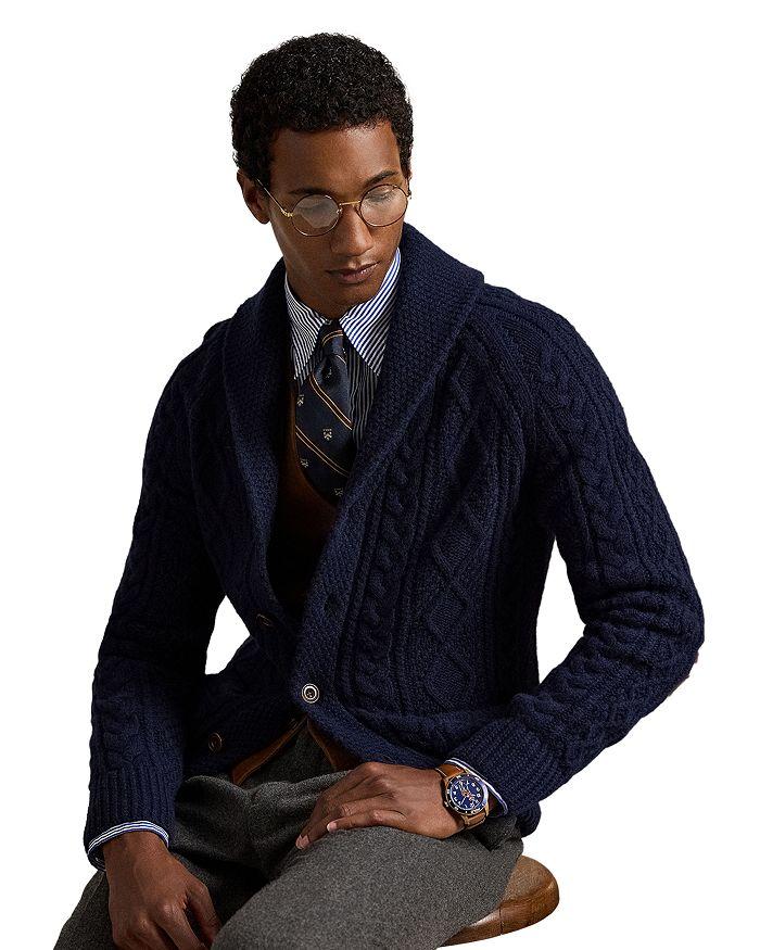 Ralph Lauren Suede Patch Wool Alpaca Cardigan
