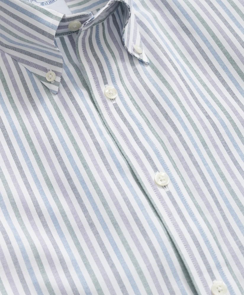 Brooks Brothers Stretch Cotton Non-Iron Oxford Polo Button Down Collar Multi Striped Shirt