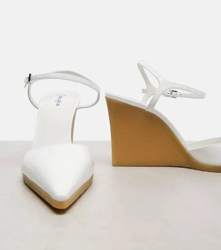 Alaïa 90 patent leather wedge slingback pumps 6