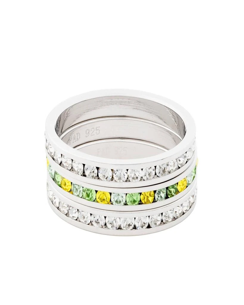 Traditions Jewelry Company Sterling Silver Multi-Tonal Crystal Eternity Ring 3 Piece Set 5