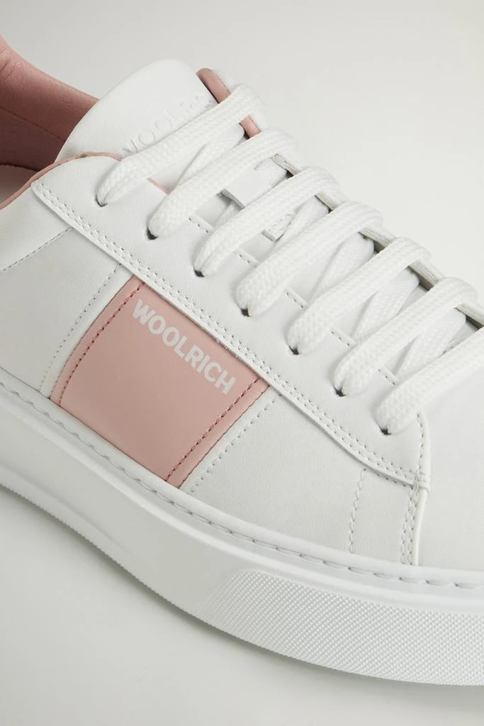 Woolrich Classic Court Leather Sneakers with Contrasting Side Band - Women - Pink 5