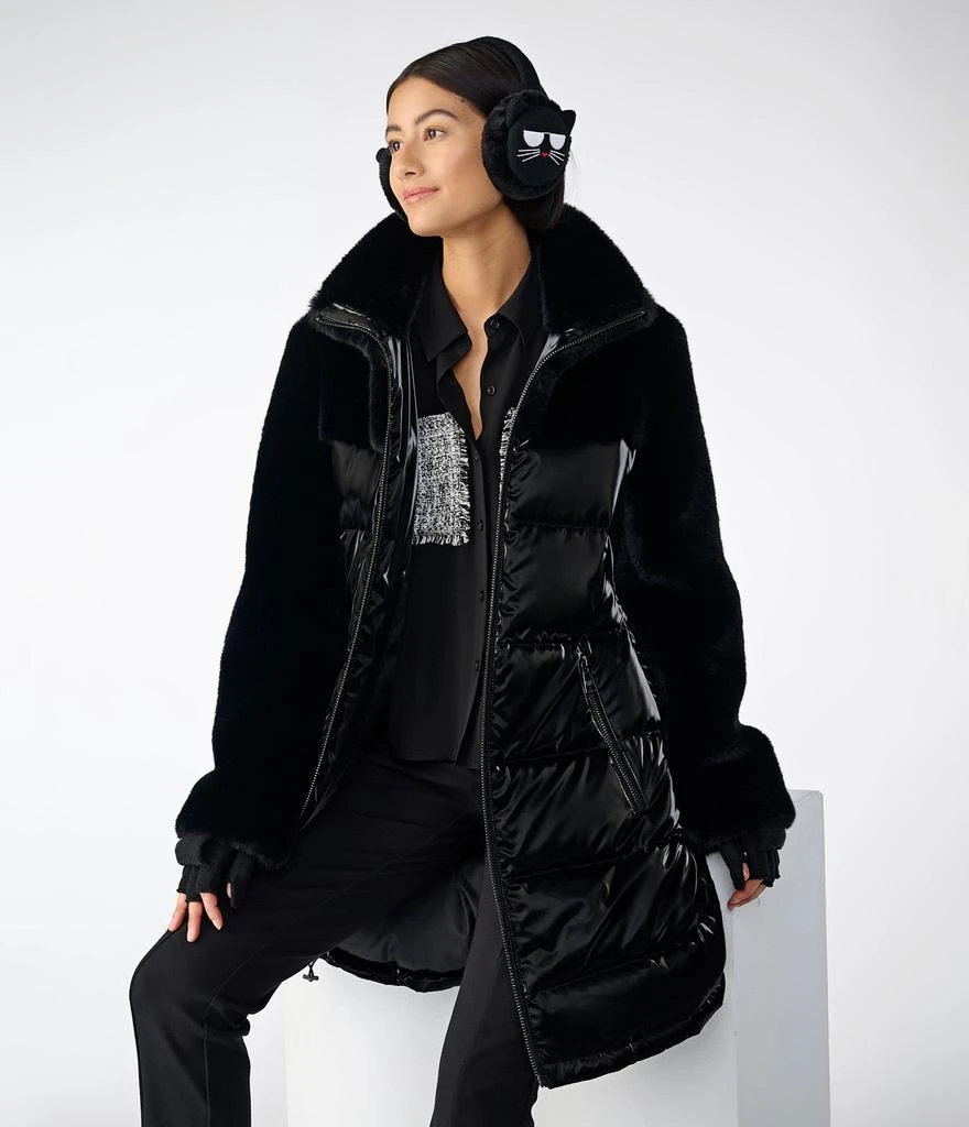 Karl Lagerfeld Paris LONG GLOSSY FAUX FUR PUFFER 5