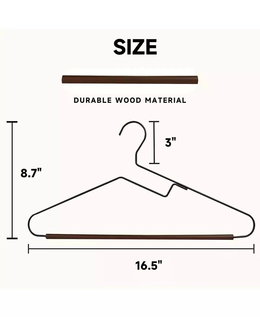 BP4U S-Shaped Opening Metal Hangers with Wooden Pants Bar, Wire Hangers with Beech Wood Trouser Bar for Sweaters, Jackets, Jeans, T-Shirts 2