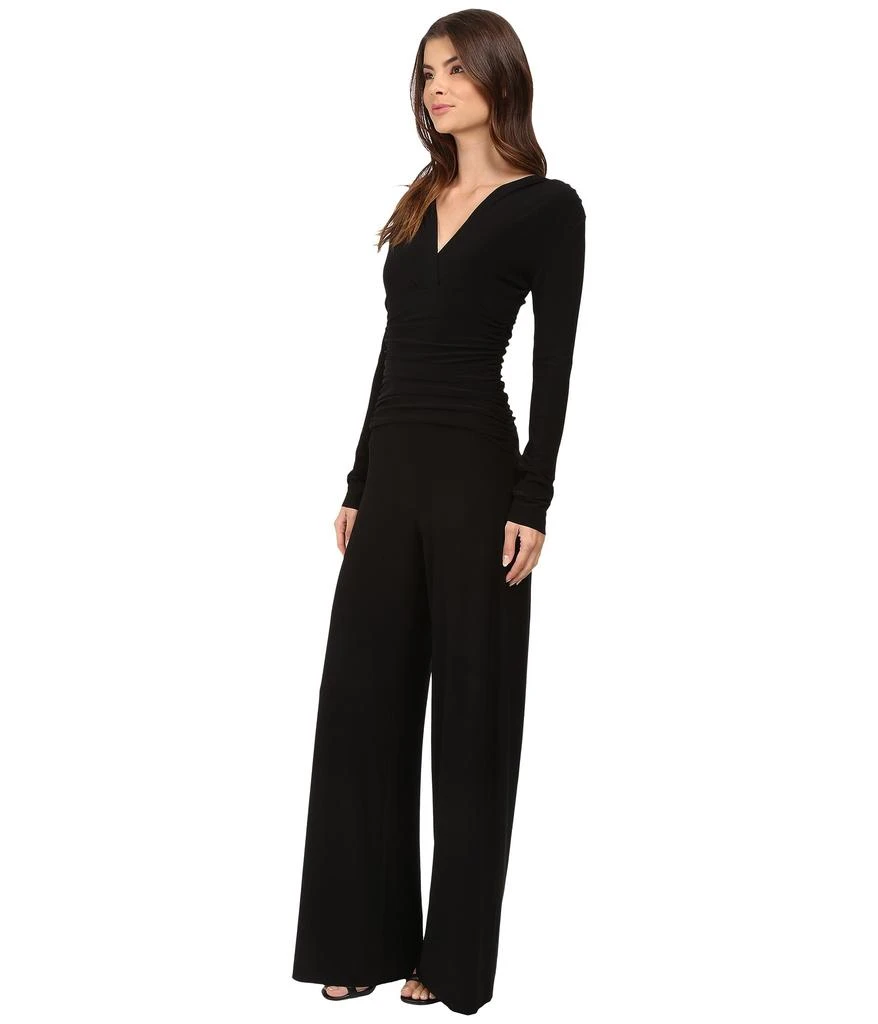Norma Kamali V-Neck Long Sleeve Shirred Waist Jumpsuit 2