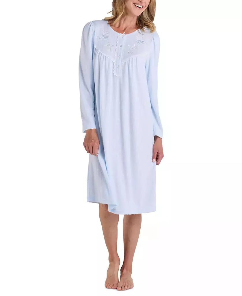 Miss Elaine Women
s Honeycomb Knit Embroidered Nightgown 1