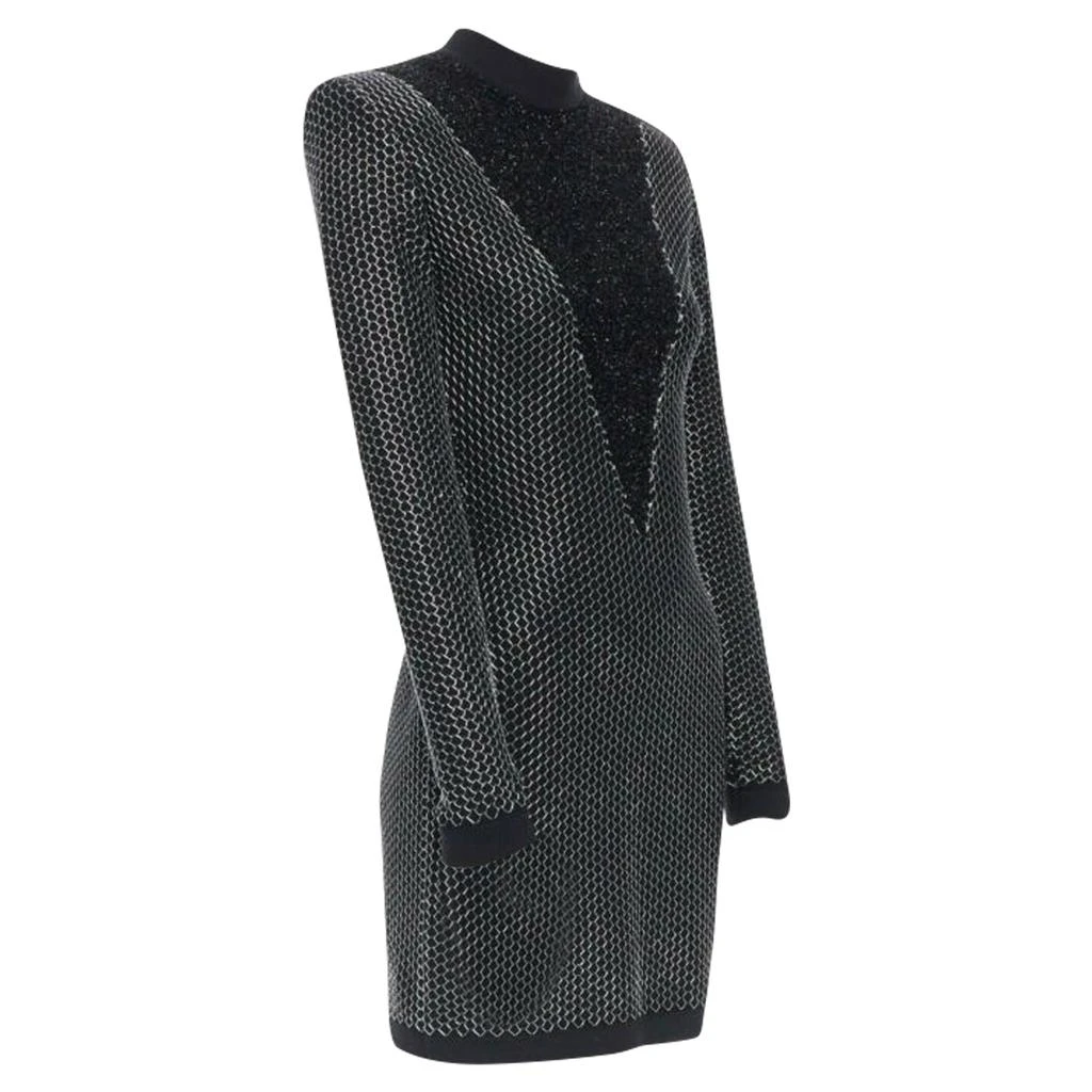 black button bodycon dress Rib Black Long Sleeve Button Up Collar V-Neck Mini Dress
