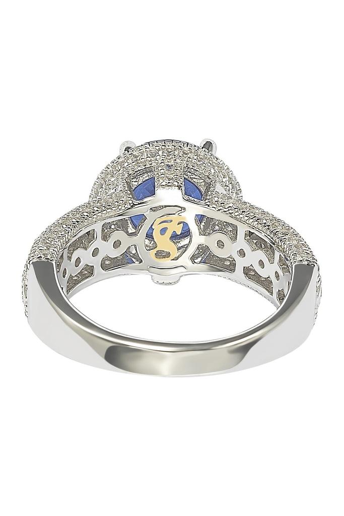 Suzy Levian Sterling Silver Round-Cut Blue Sapphire & Diamond Accent Ring - 0.02 ctw