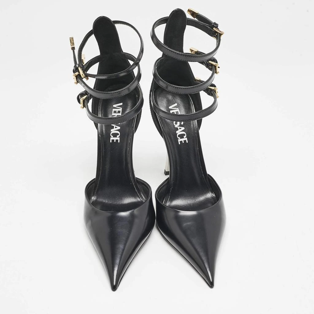 Versace Versace Black Leather Decollete Triple Ankle Strap Pumps Size 37 3