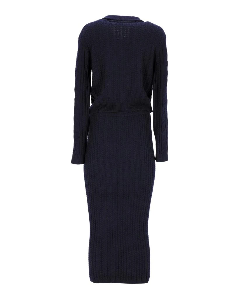 Self Portrait Jacket and Midi Skirt Set in Navy Blue Polyamide 3