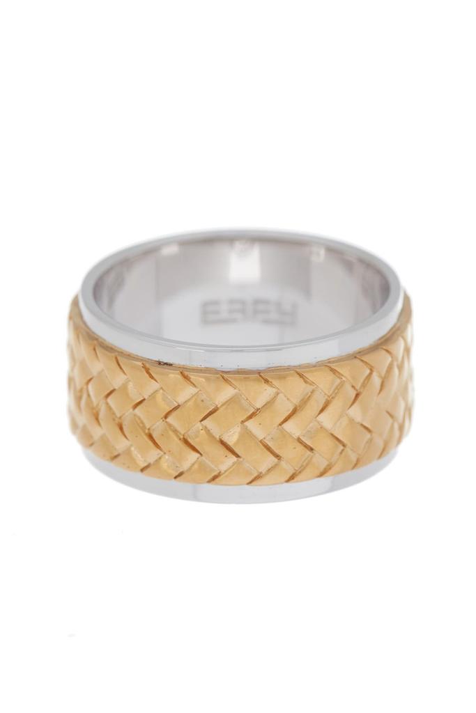 Effy Sterling Silver & 18K Yellow Gold Woven Design Band Ring - Size 10