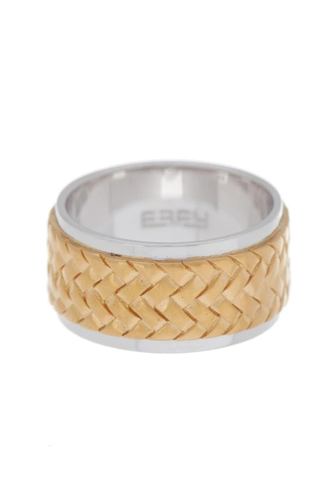 Effy Sterling Silver & 18K Yellow Gold Woven Design Band Ring - Size 10 1