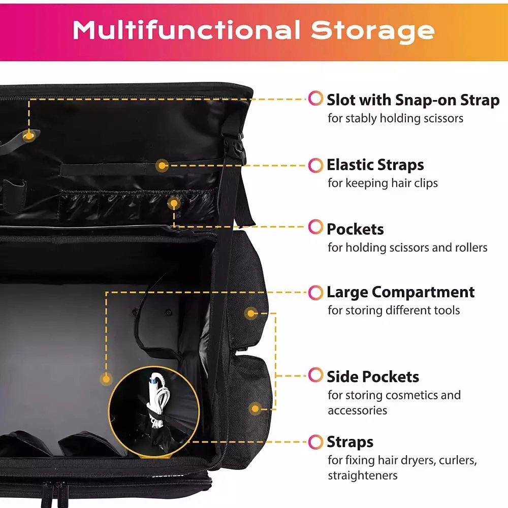 Byootique Rolling Makeup Train Case w/ Backpack Travel Barber Cosmetic Storage 5