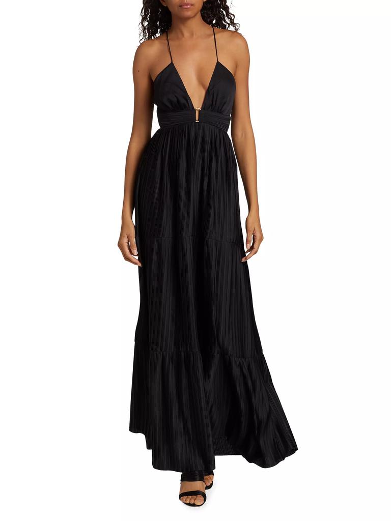 ba&sh Wasta Pleated Satin Plissé Maxi Dress