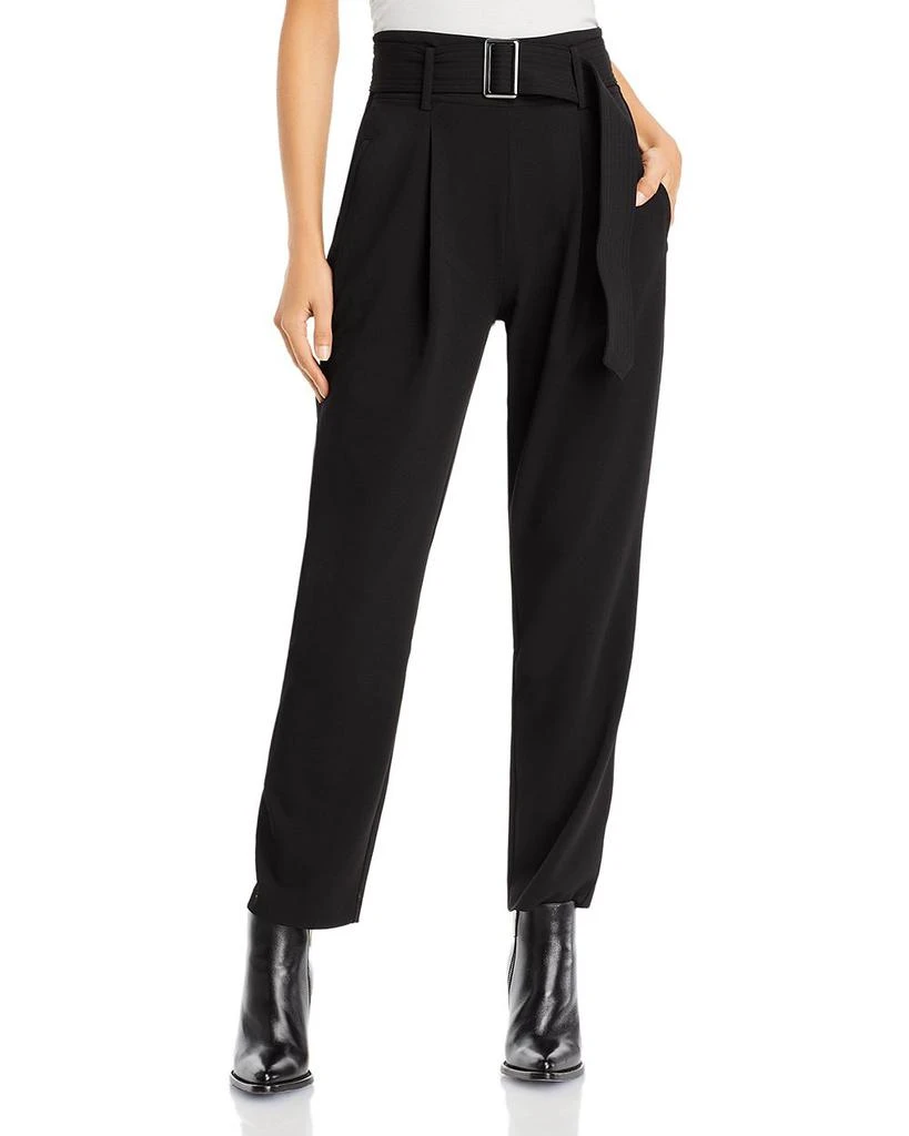 Tahari Crepe Pull On Front Pleated Self Belted Pants 1