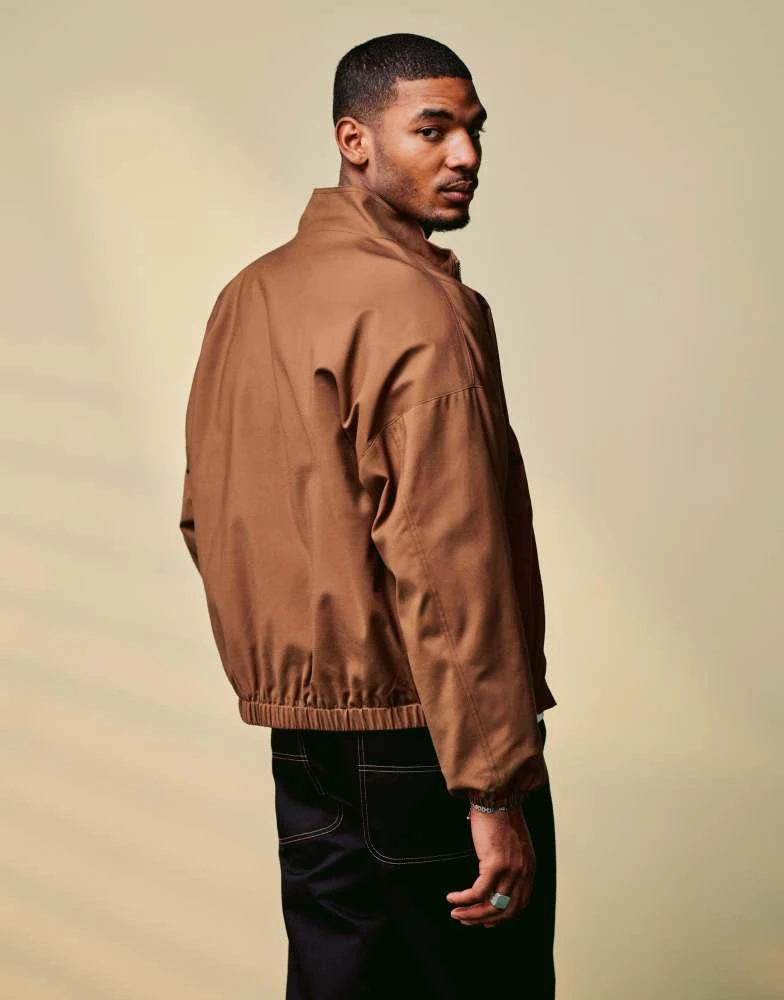 ASOS ASOS DESIGN smart harrington jacket in brown 4