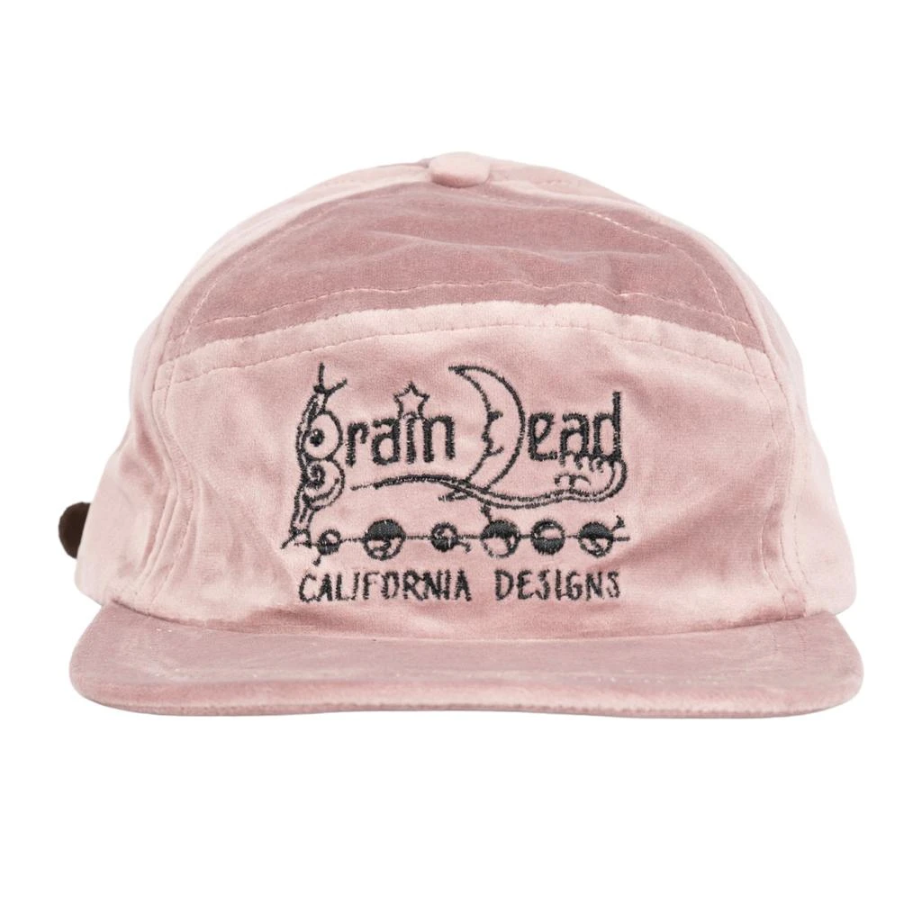 Brain Dead Velveteen Curved Front 6 Panel Hat in Pink 1