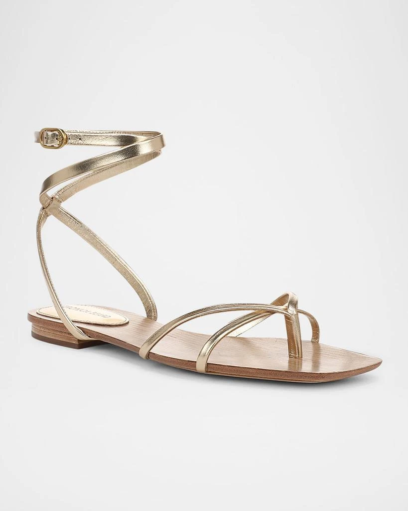 VERONICA BEARD Allegra Metallic Flat Ankle-Strap Sandals 2