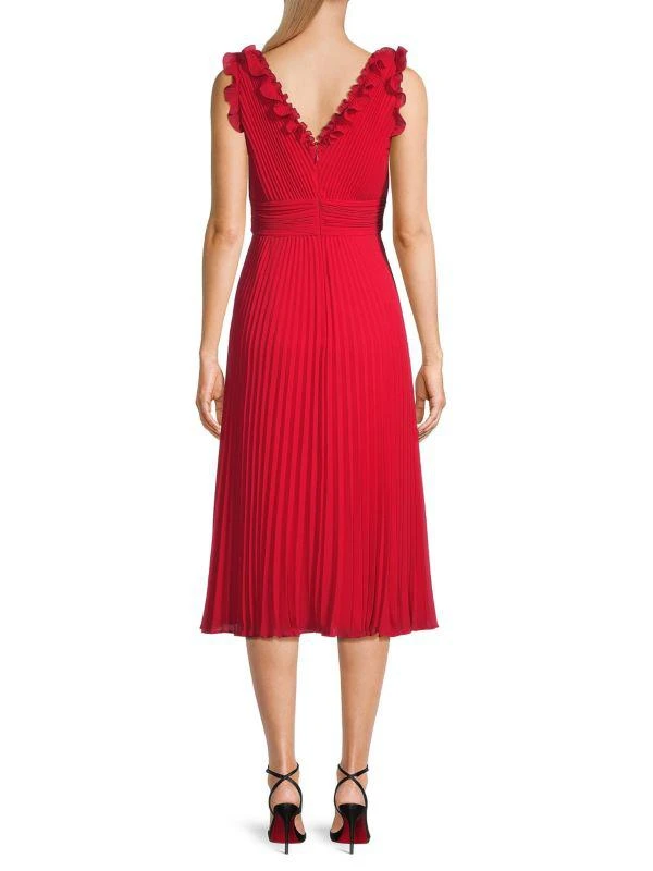 UNGARO Alessandra Pleated V-Neck Midi-Dress 2