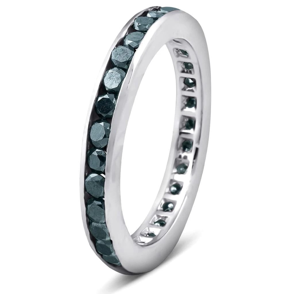 Pompeii3 1 1/2ct Treated Black Diamond Channel Set Eternity Ring 14K White Gold 2