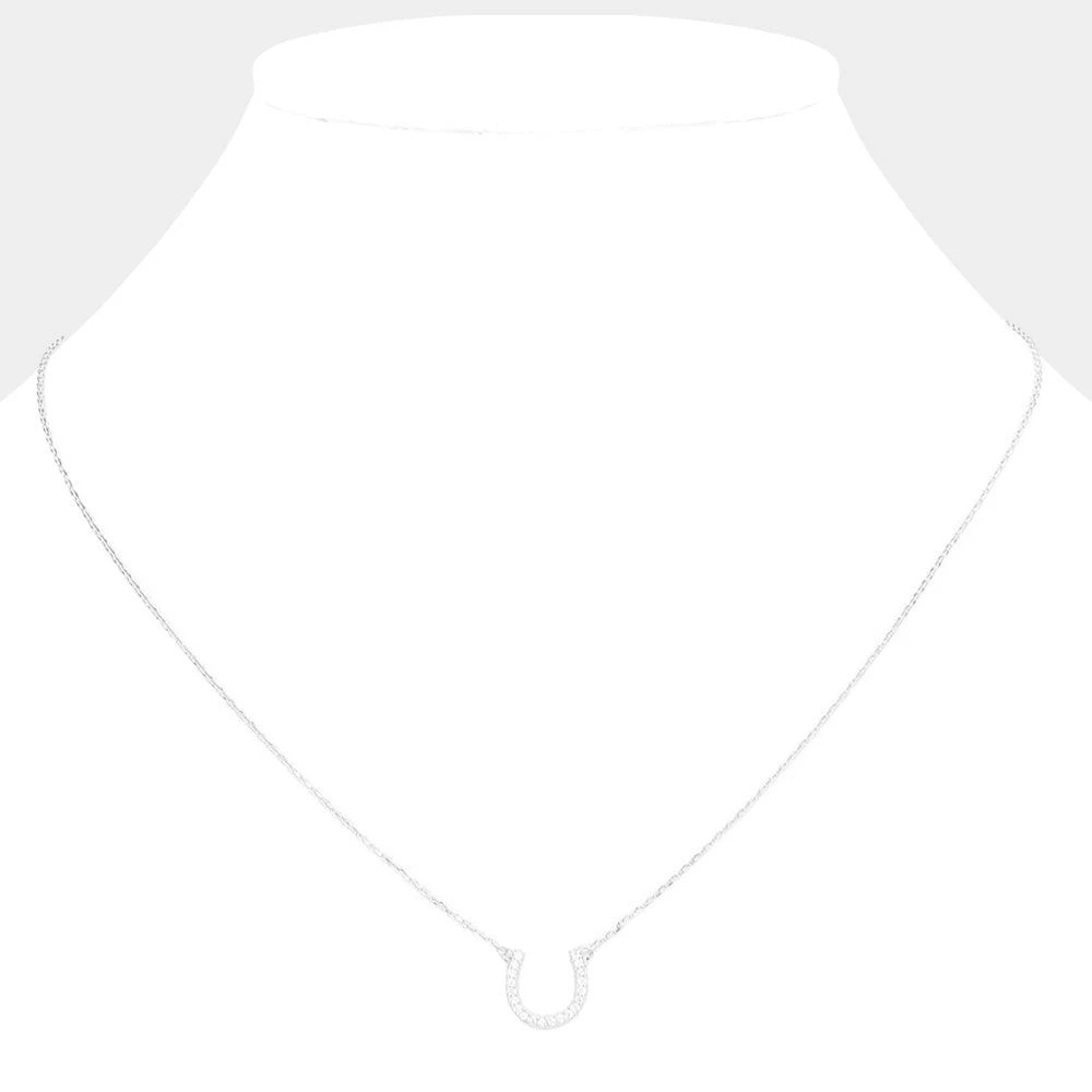 FASHNZFAB Secret Box_Sterling Silver Dipped CZ Horseshoe Pendant Necklace 3