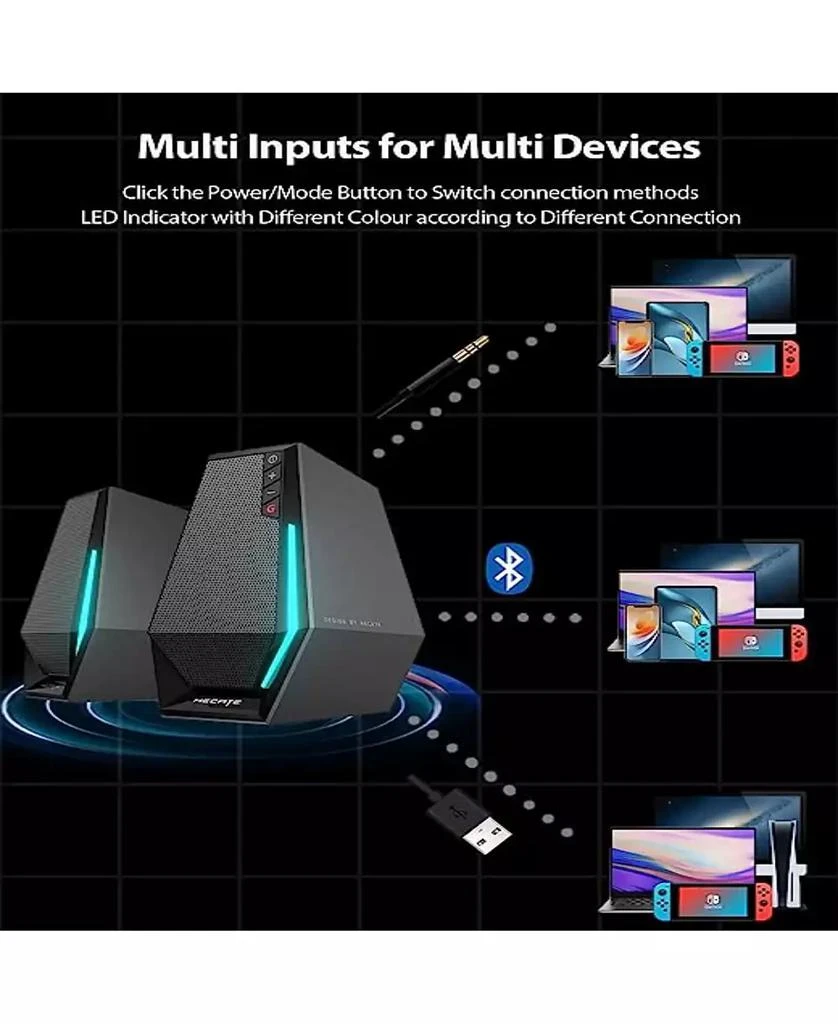 Edifier G1500 Computer Speakers, Hecate Gaming Speakers with RGB, Bluetooth 5.3, Black 5