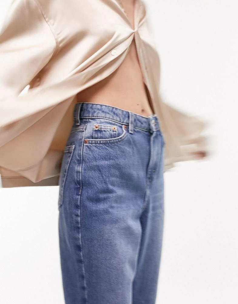 Topshop Petite Topshop Petite Mom jeans in mid blue 4
