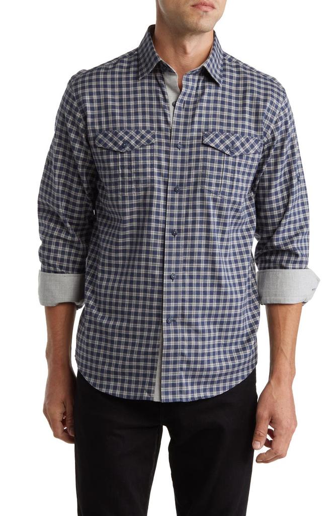 Lorenzo Uomo Trim Fit Flannel Check Cotton Dress Shirt