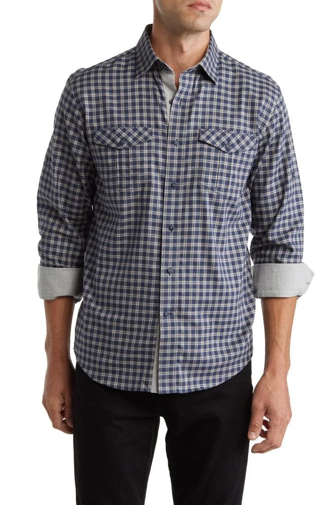 Lorenzo Uomo Trim Fit Flannel Check Cotton Dress Shirt 1