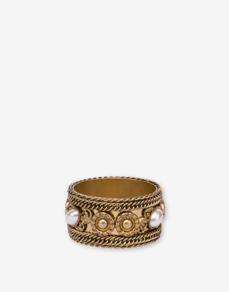 Moschino Rigid Bracelet With Chains And Pearls