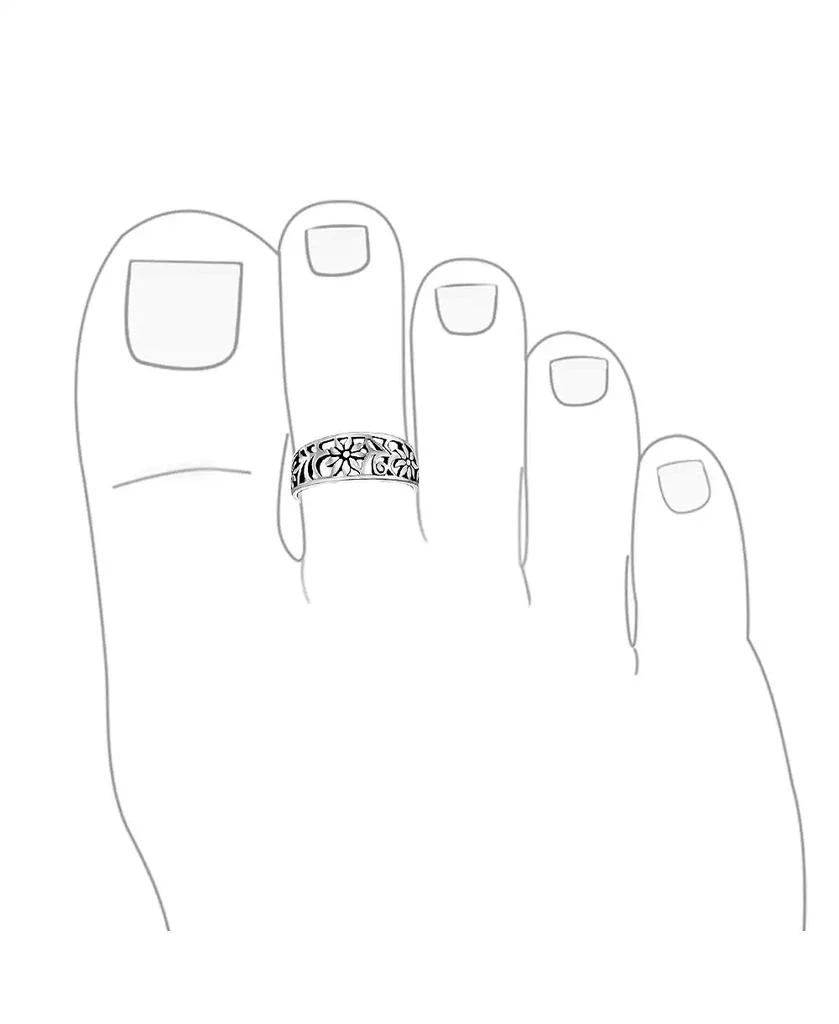 Bling Jewelry Flowers Cut Out Filigree Midi Band Toe Ring Sterling Silver Mid Finger 3