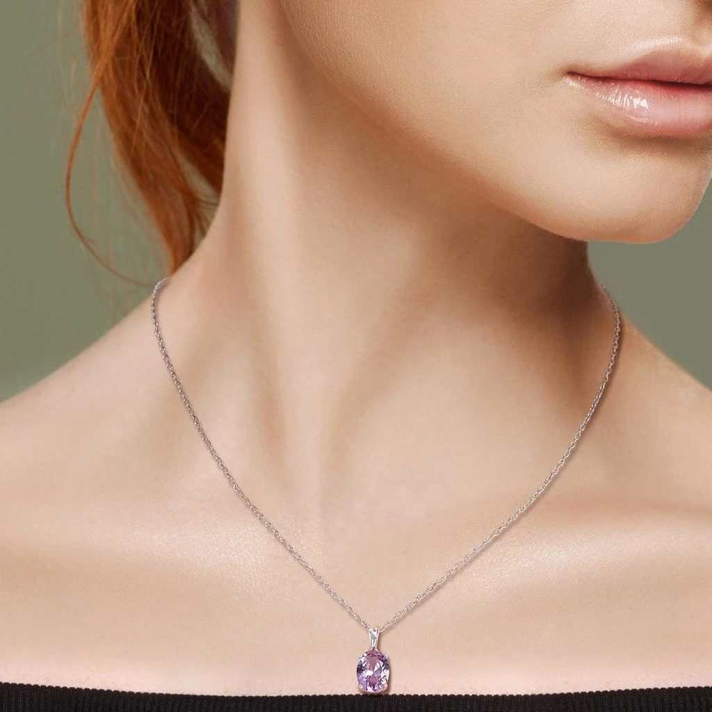 Mimi & Max 2 1/2ct TGW Oval Simulated Alexandrite Solitaire Classic Basket Setting Pendant with Chain in Sterling Silver 4