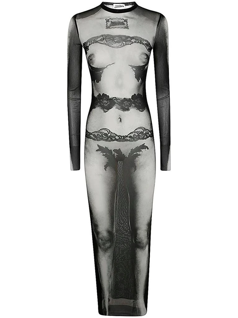 Jean Paul Gaultier Jean Paul Gaultier Mesh Long Dress Printed "Body Lace Mariniere" Clothing 1