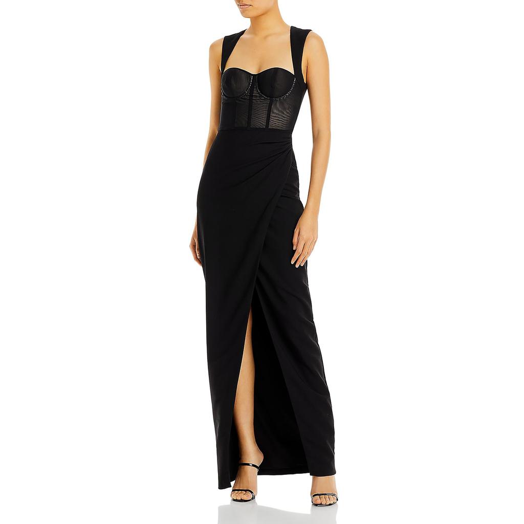 Black Halo Malvina Womens Side Slit Long Evening Dress