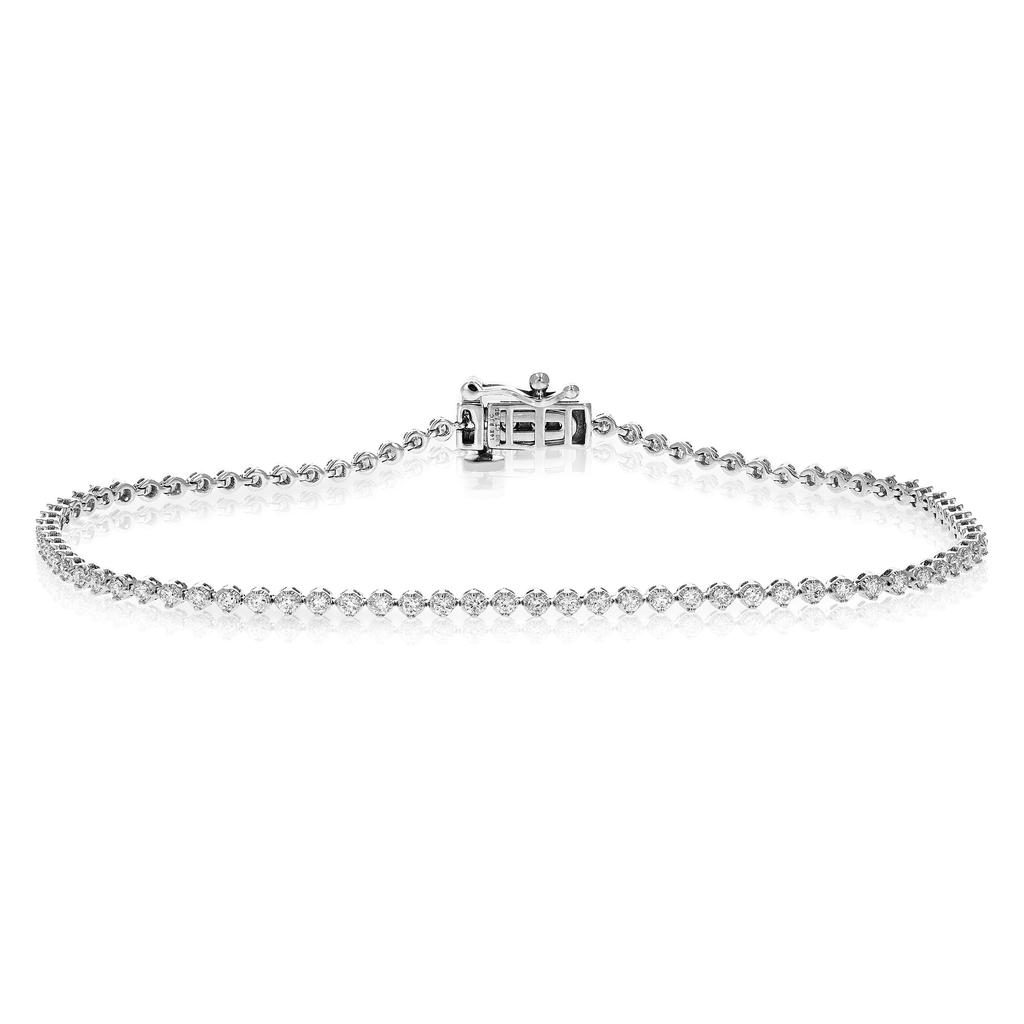 Vir Jewels 1 cttw Diamond Bracelet for Women, Round Lab Grown Diamond Bracelet 14K White Gold Prong Setting, 7 Inch