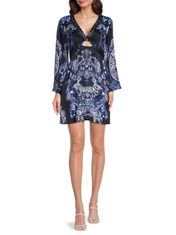 long sleeve smocked dress floral Smocked Printed Long Sleeve Tiered Dress Floral / S
