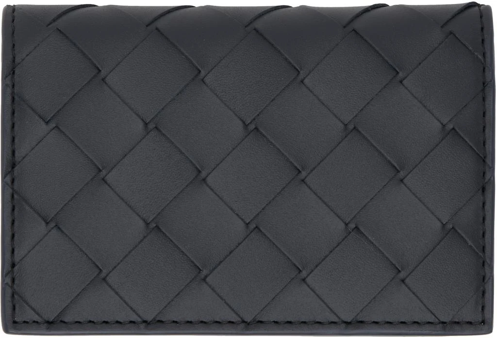 Bottega Veneta Black Intrecciato Flap Card Holder 1