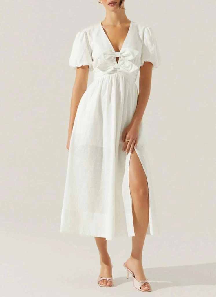 astr linen dress ASTR The Label Christie Green Linen Blend Midi Dress