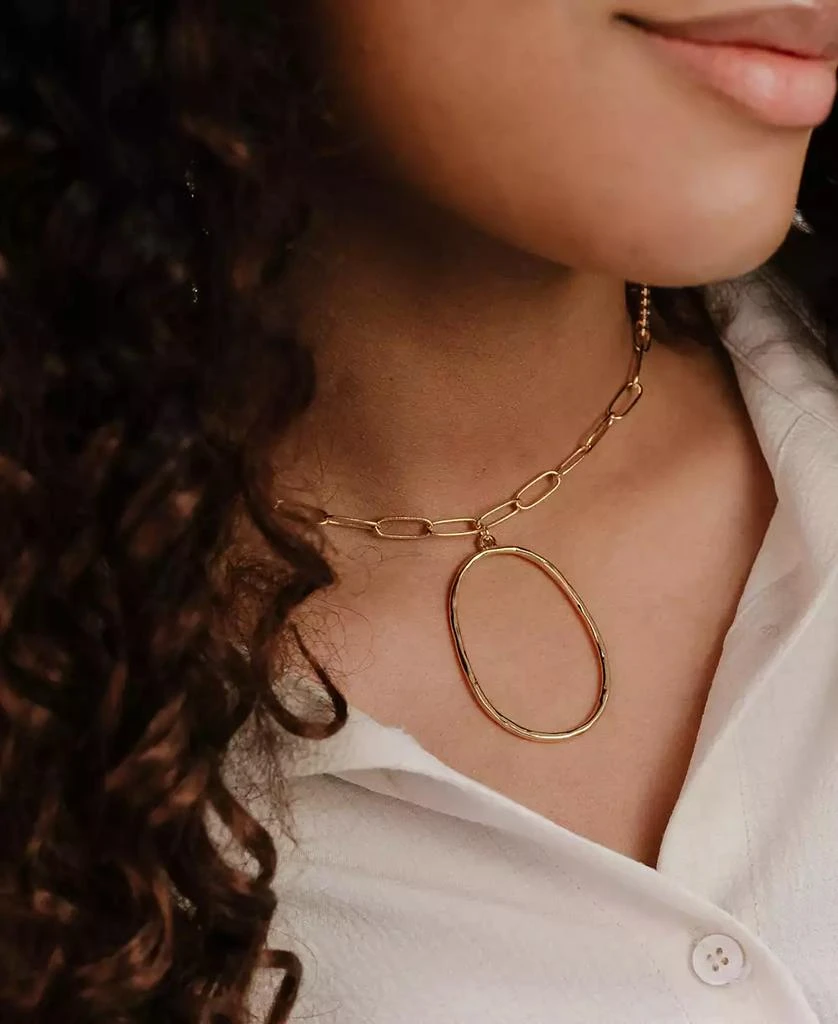 Ettika Jewelry Large 18K Gold-Plated Oval Pendant Chain Link Necklace 3