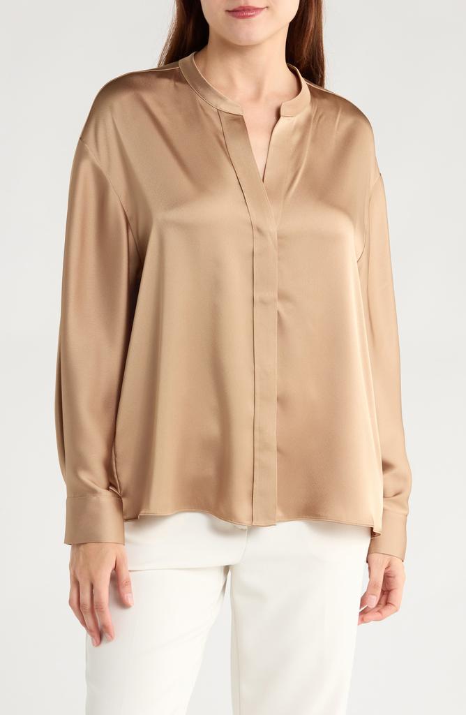 Vince Long Sleeve Satin Button-Up Shirt