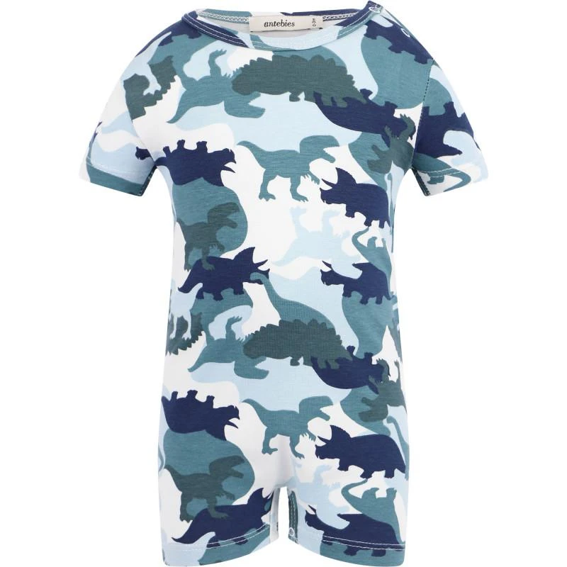 Antebies Dinos camouflage baby romper in blue and green 1