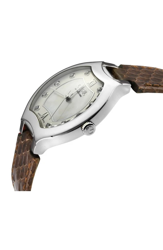 Gevril Lugano Diamond Snake Embossed Leather Strap Watch, 38mm 3