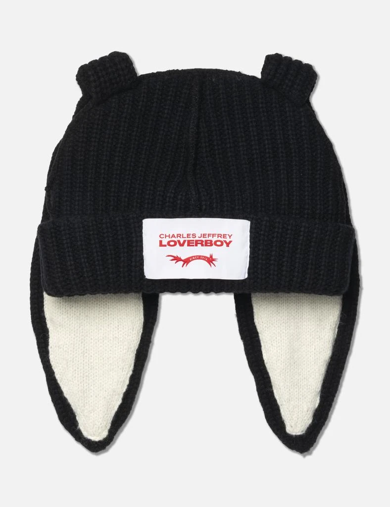 Shop Navy & Beige Knit Patch Trapper Hat on Sale at  display picture 3