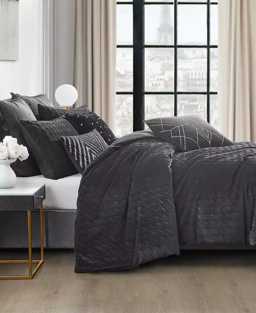 Karl Lagerfeld Paris Velvet Houndstooth 3 Piece Duvet Cover Set 4