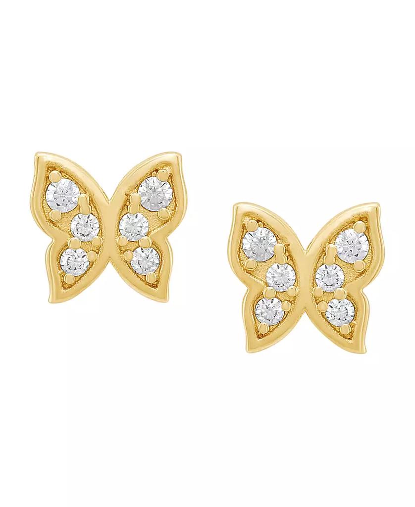 Macy's Children's White Cubic Zirconia Butterfly Earrings in 14k Yellow Gold