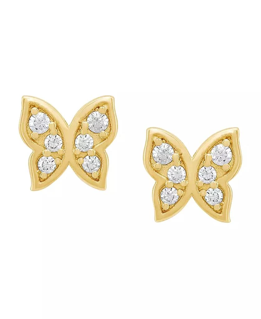 Macy's Children's White Cubic Zirconia Butterfly Earrings in 14k Yellow Gold 2