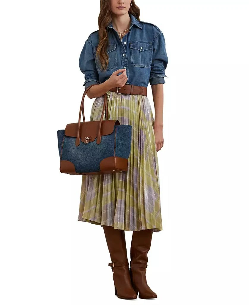 Ralph Lauren Washed Denim Extra-Large Tanner Satchel 2
