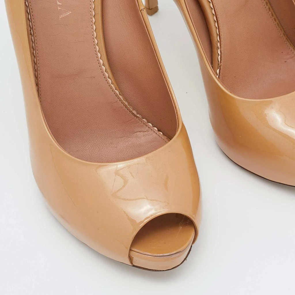 LE SILLA Le Silla Beige Patent Leather Gabry Peep Toe Pumps Size 38.5 8