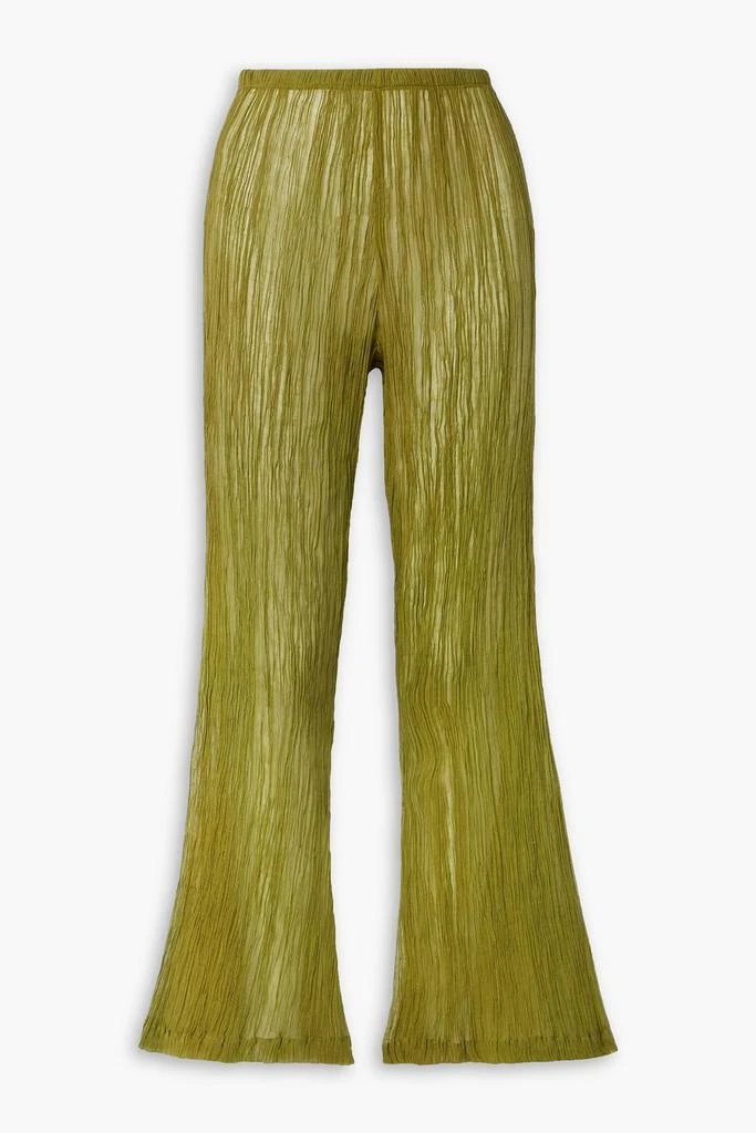 SAVANNAH MORROW Amalfi crinkled cotton and silk-blend flared pants 1
