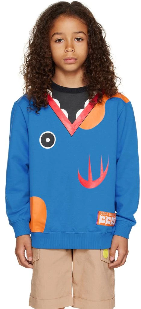 GCDS Kids Blue Shark Sweatshirt 1